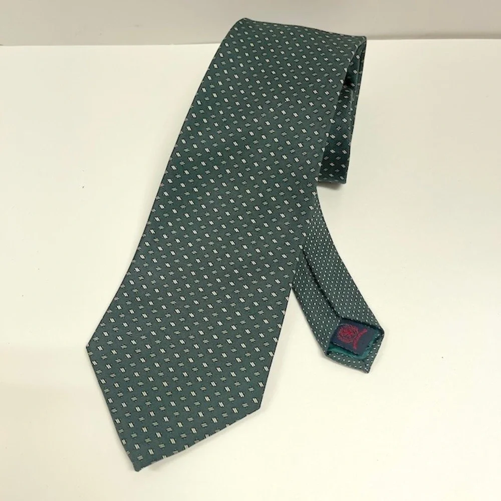 Tommy Hilfiger Green & White‎ Silk Men's Necktie Tie